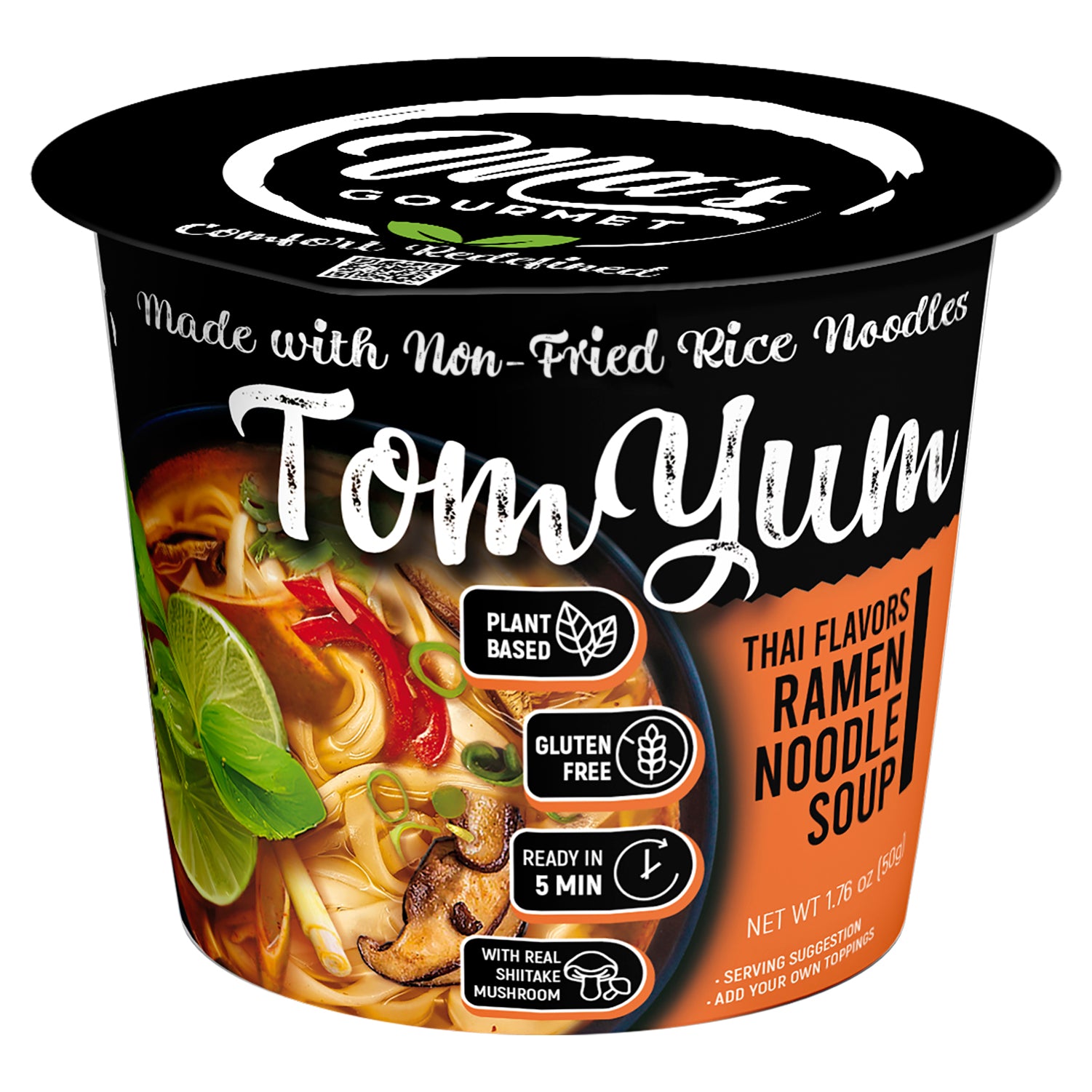 Ma’s Gourmet Instant Rice Ramen Style Cup Noodle - Thai Tom Yum Flavor