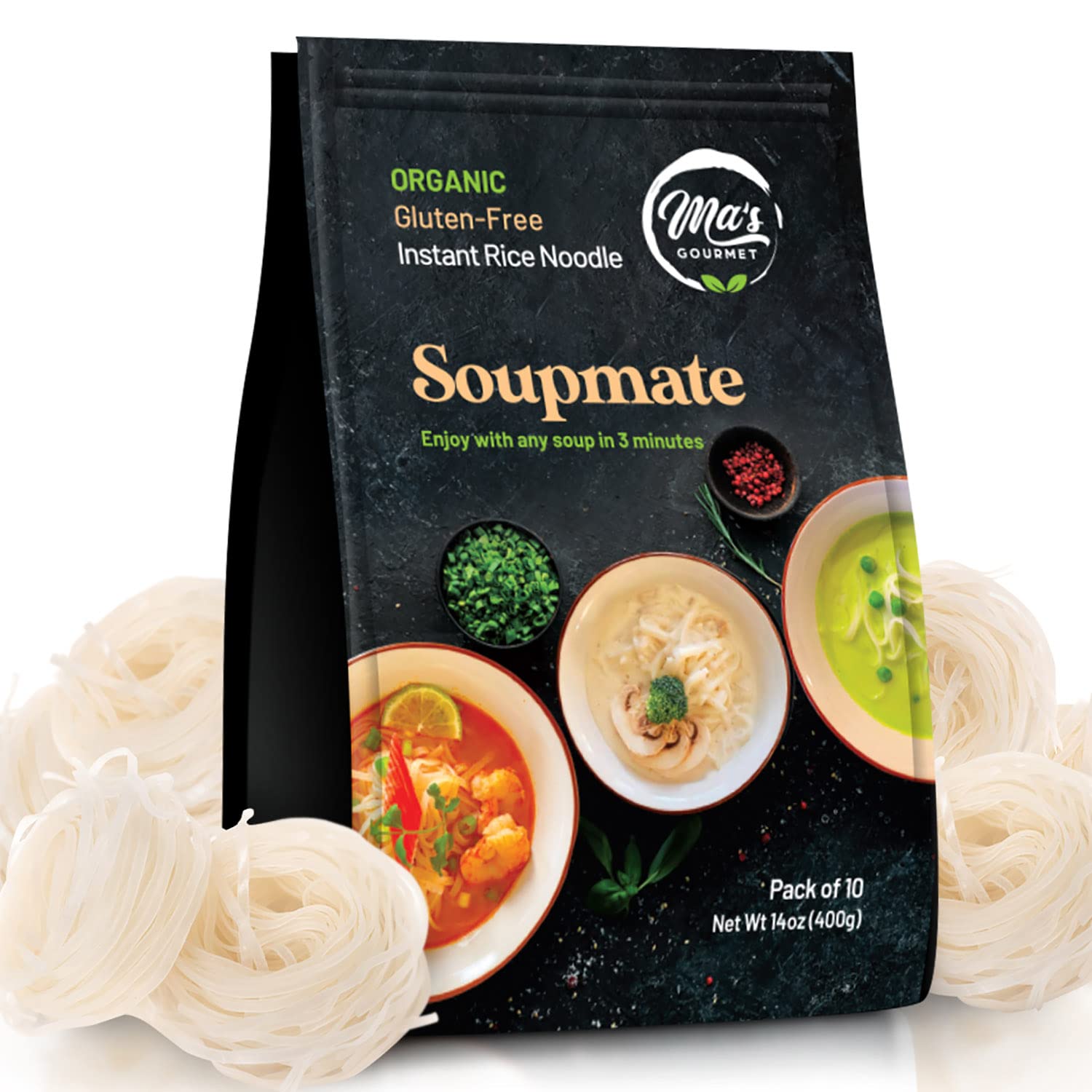Soupmate Organic Instant Rice Noodles, Gluten Free, Pack of 10